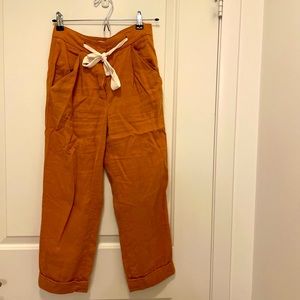 Aritzia Wilfred terracotta linen monk pants